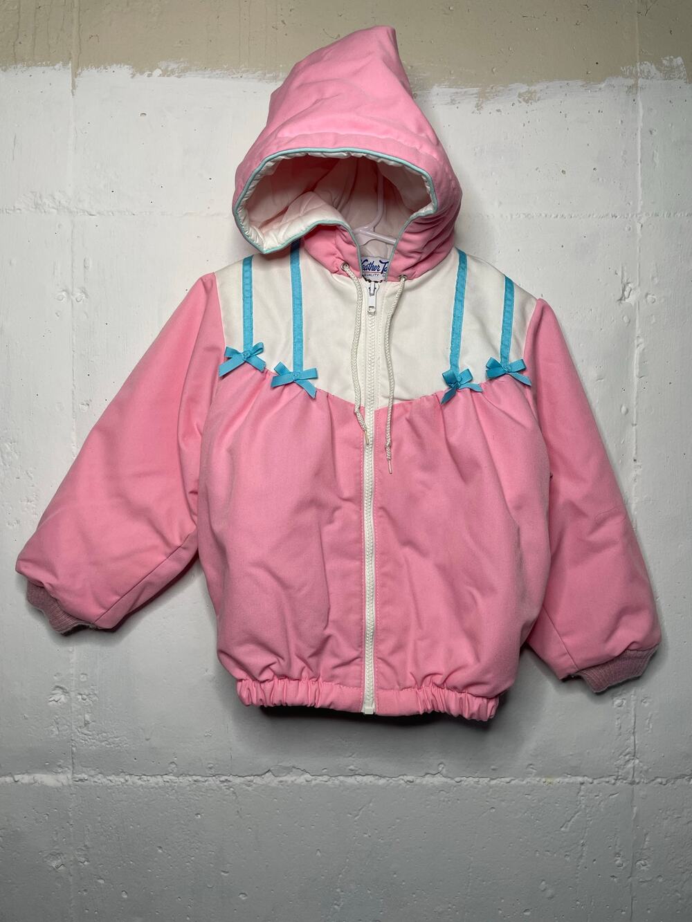 Vintage Weather Tamer Girls Puffy Pink Hooded Jacket Coat Size 6 Made in USA
